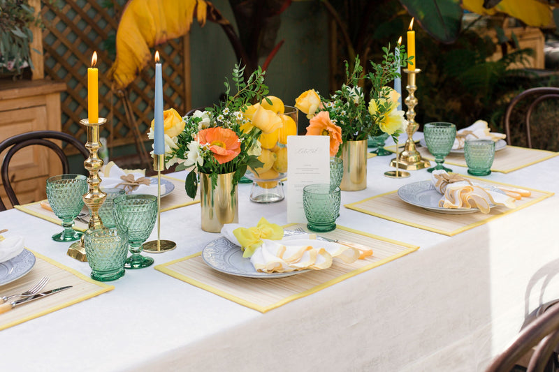 White Floral Jacquard Linen/Cotton Tablecloth