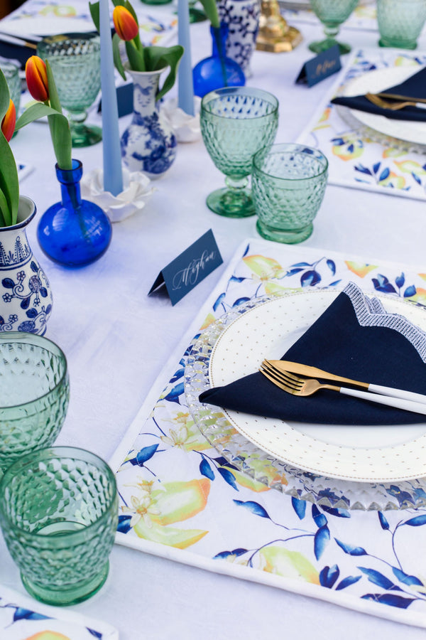 Lemon Blossom Print Quilted Cotton Placemat