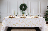 White Cotton Tablecloth with Gold Stars